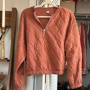 Old Navy Terracotta Quilted Half-Zip Pullover